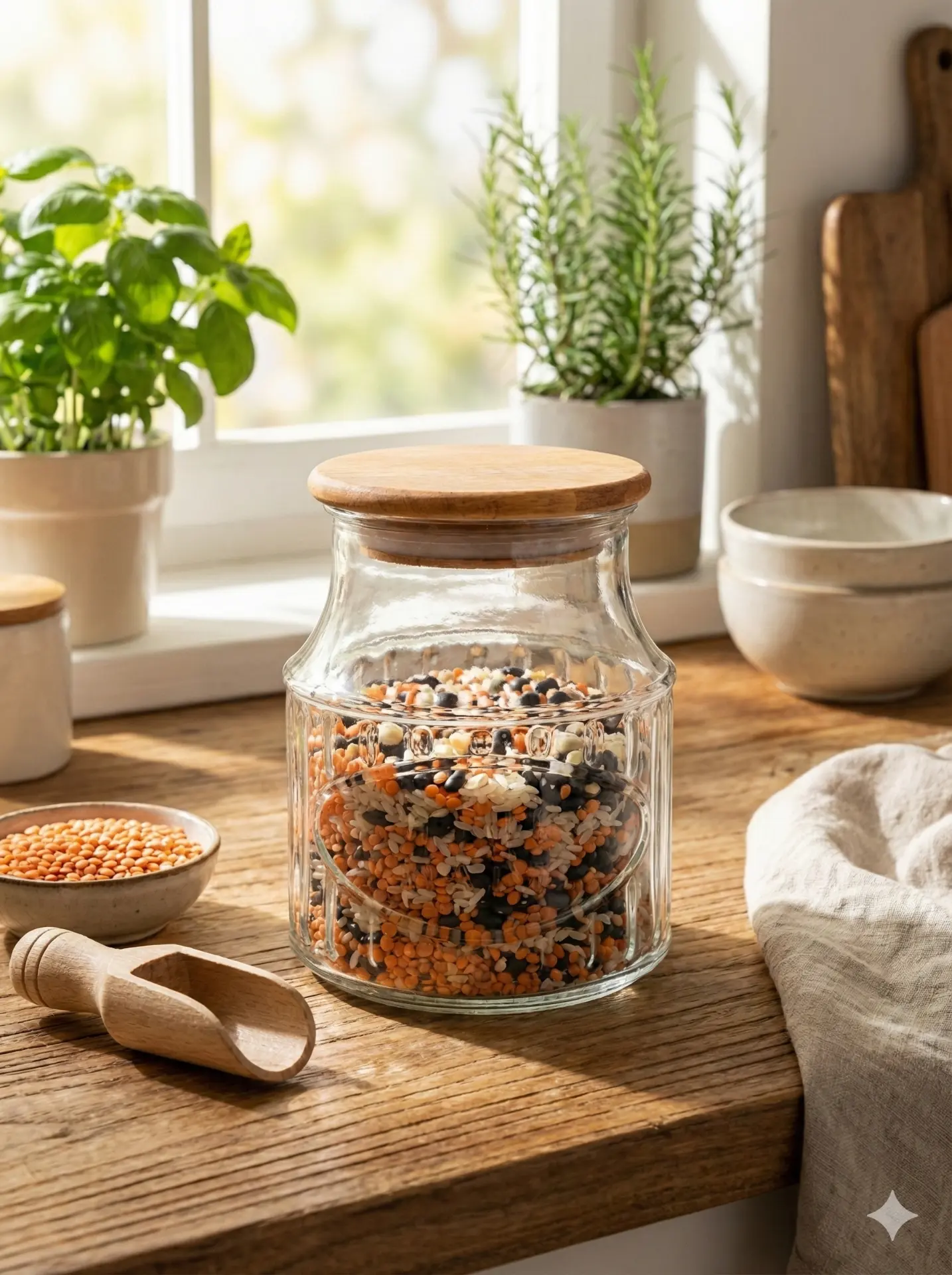 Kitchen essentials bringing warmth to a sunny countertop